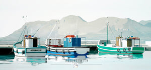Buy harbour scene print Online art Fishing Boat artwork Kalk bay wall art Buy beach house art
