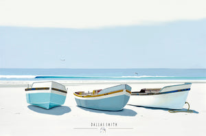 Order online boat art Purchase print of boats on beach Best beach house art for sale Order rowboats wall art online